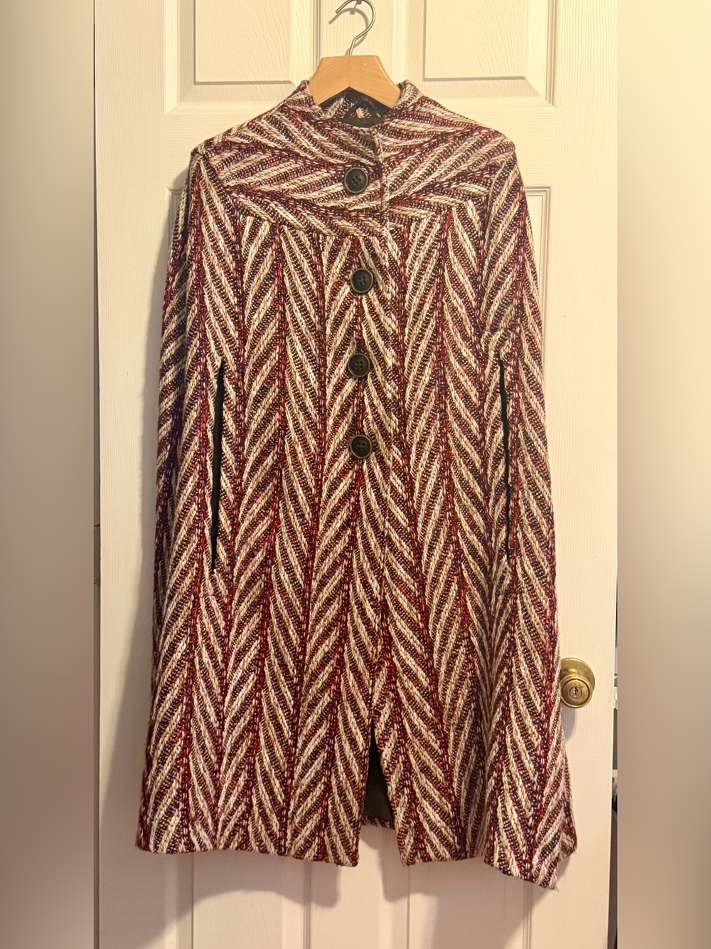 Happy X Nature Chevron Herringbone Cape Coat XS/S